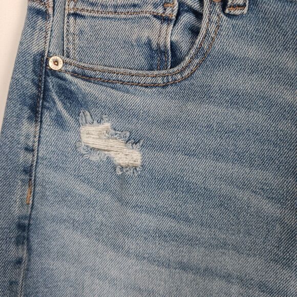 American Eagle Mom Jeans Women's Size 4 Distressed High-Rise Stretch Light Wash - Picture 9 of 16